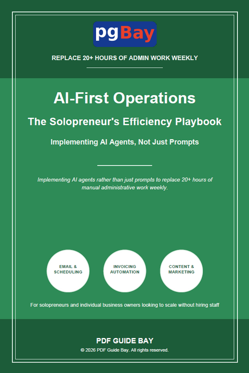 Cover of AI-First Operations, a PDF efficiency playbook for solopreneurs