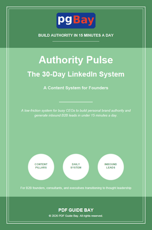 Cover of Authority Pulse, a PDF 30-day LinkedIn content system for founders