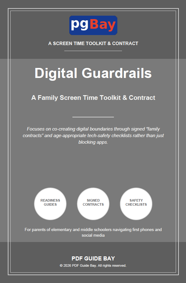Cover of Digital Guardrails, a PDF family screen time toolkit and contract