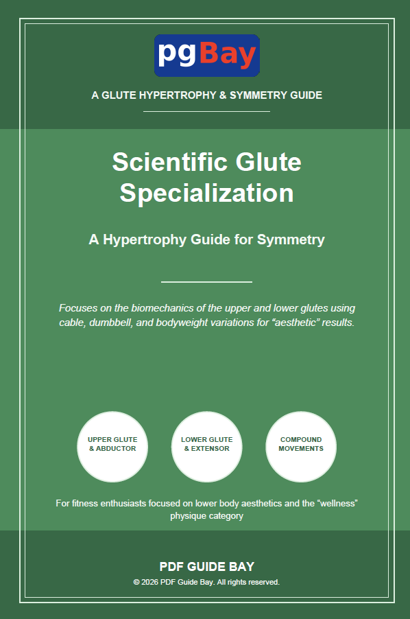 Cover of Scientific Glute Specialization, a PDF glute hypertrophy training guide