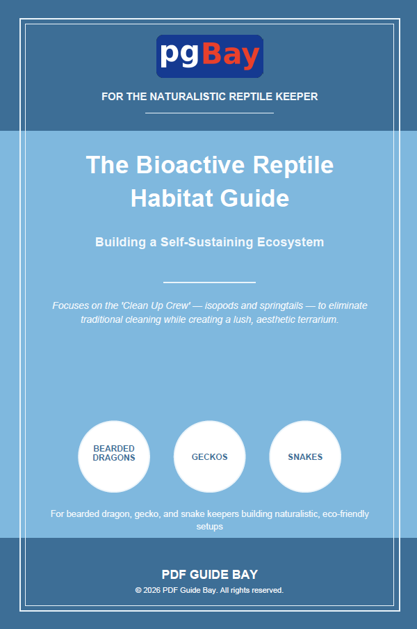 Cover of The Bioactive Reptile Habitat Guide, a PDF guide to building a self-sustaining vivarium