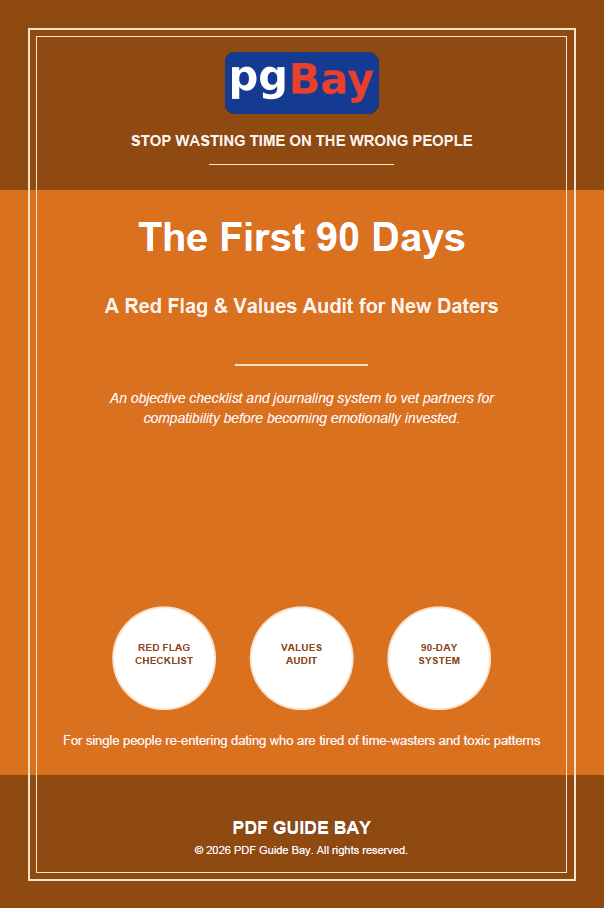 Cover of The First 90 Days, a PDF red flag and values audit for new daters