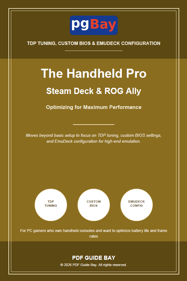 Cover of The Handheld Pro, a PDF optimization guide for Steam Deck and ROG Ally