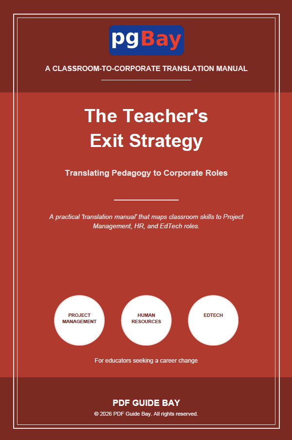 Cover of The Teacher's Exit Strategy, a PDF guide to moving from teaching to corporate roles