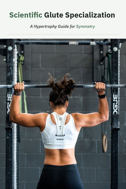 Scientific Glute Specialization: A Hypertrophy Guide for Symmetry eBook cover — woman performing a barbell back squat
